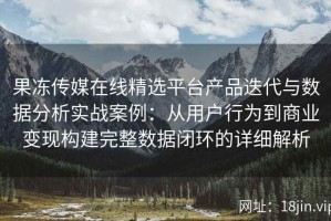 果冻传媒在线精选平台产品迭代与数据分析实战案例：从用户行为到商业变现构建完整数据闭环的详细解析