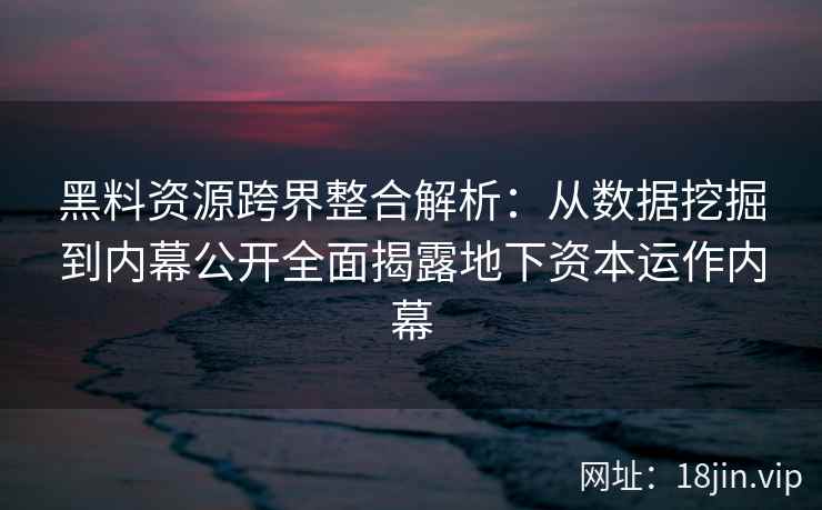 黑料资源跨界整合解析：从数据挖掘到内幕公开全面揭露地下资本运作内幕