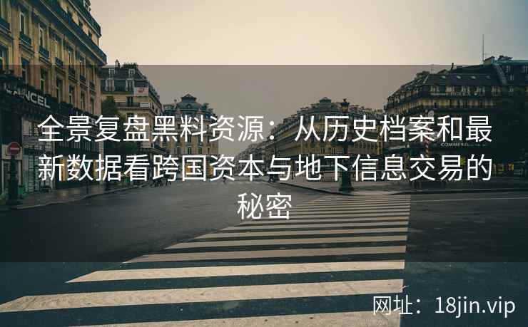 全景复盘黑料资源：从历史档案和最新数据看跨国资本与地下信息交易的秘密