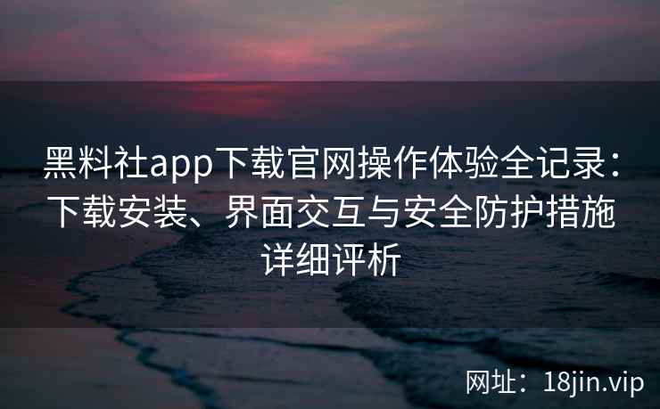 黑料社app下载官网操作体验全记录：下载安装、界面交互与安全防护措施详细评析